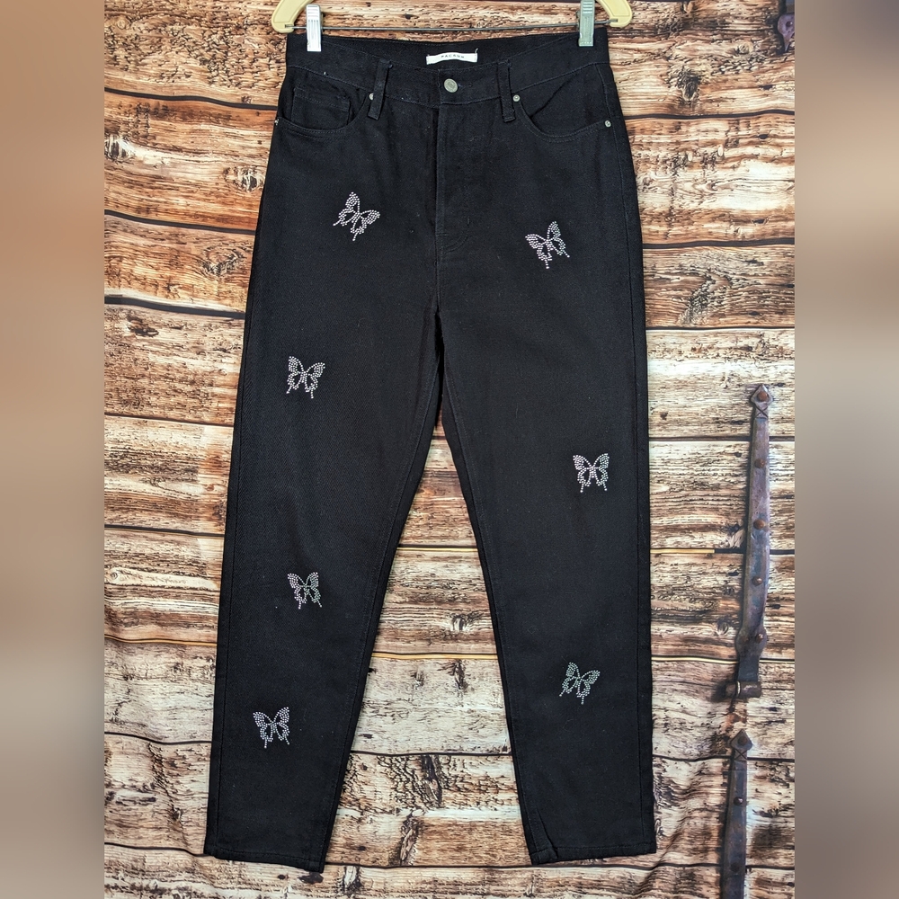 PacSun Black Jeans Butterfly Ultra High Waisted Slim Fit 28 Pockets Butt…